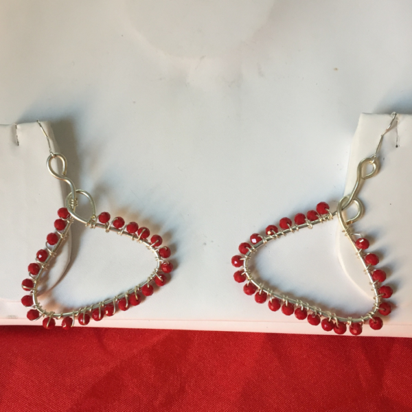 Red Jade Triangular Earrings