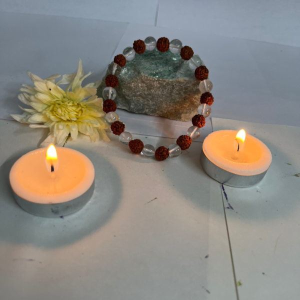 Rudraksha & Clear Quartz Crystal Bracelet