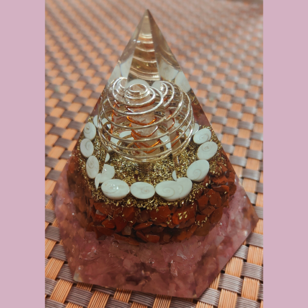 Rose Quartz & Gomati Chakra Crystal Pyramid