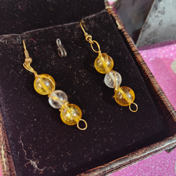 citrine and clear quartz earrings